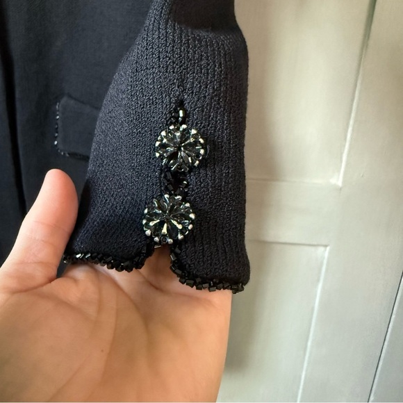 St.John Black Santana Knit Beaded Suit Set Including Longline Blazer and Pants - Picture 16 of 16